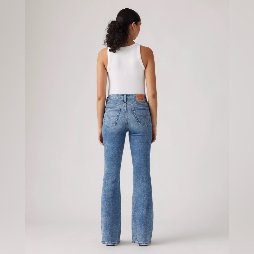 Levi’s 726 Flare Medium Wash Distressed High Rise Denim Jeans 32 - Picture 4 of 16